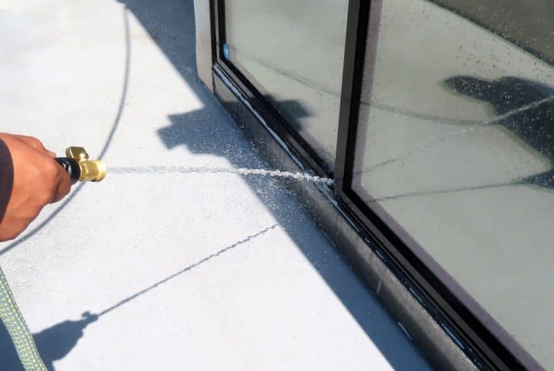 Water test at window and walkway deck